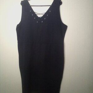 Jessica Simpson Dress 2X Women Sleeveless Lace Up Detail Textured Black